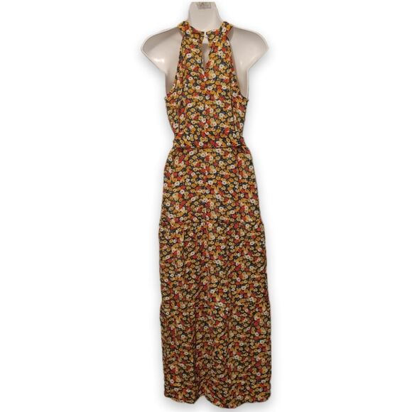 Bebreez Red and Yellow Floral Tiered Grecian Maxi Dress - Medium - Picture 3 of 9